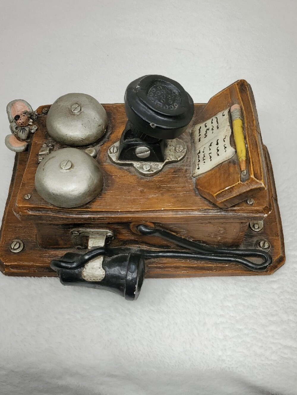Vintage Rare Juta Sangthaweep 1974 Wall Crank Telephone Memo Holder Mouse Accent - Picture 6 of 12